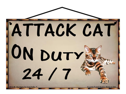 Attack Cat On Duty - Vintage Style Pet Sign