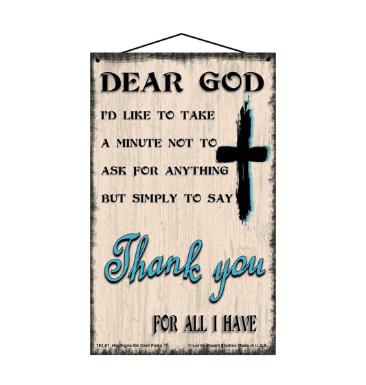 Dear God Thank You - Vintage Style Sign