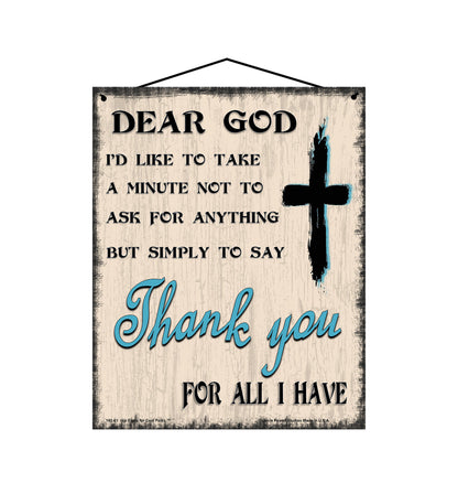 Dear God Thank You - Vintage Style Sign