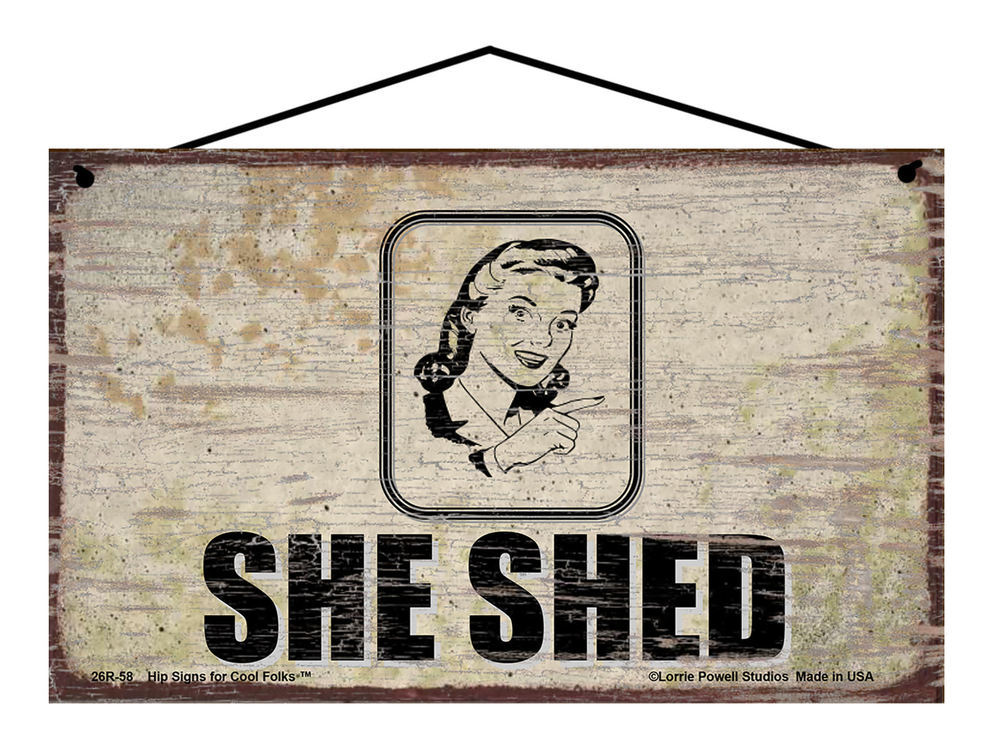 She Shed Pointing To The Right - Vintage Style Sign