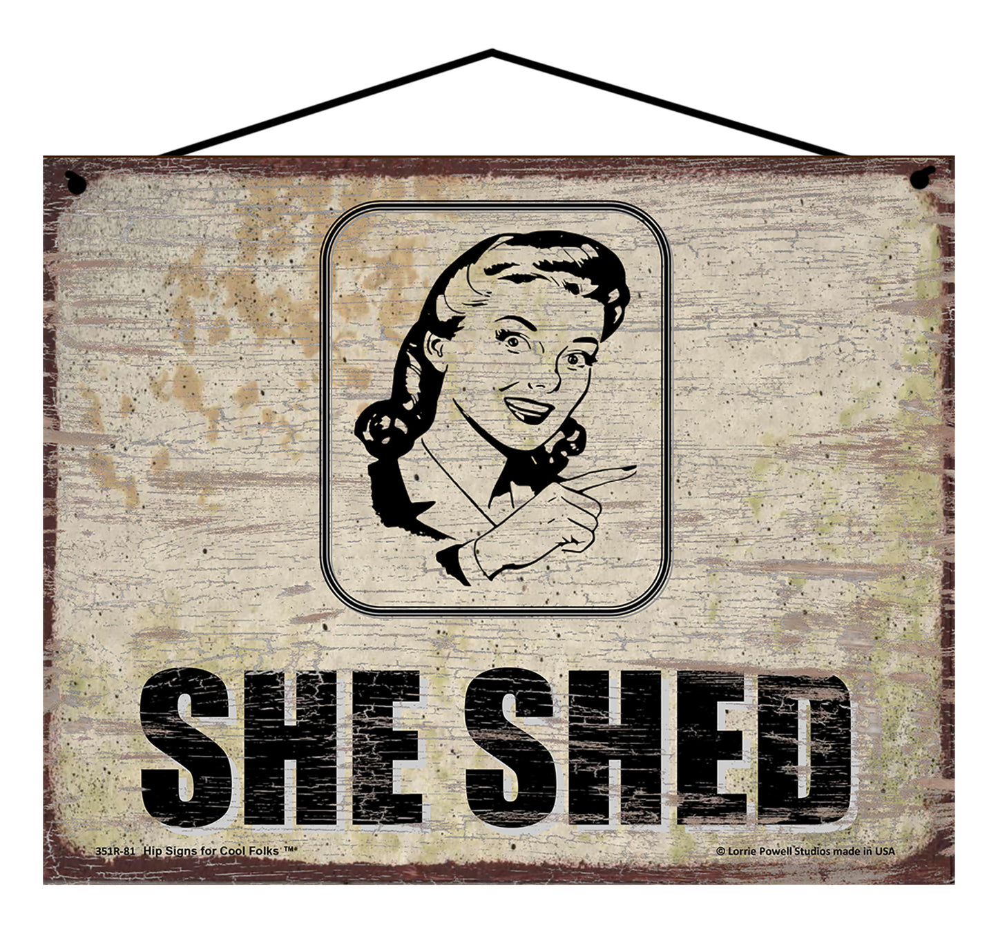 She Shed Pointing To The Right - Vintage Style Sign