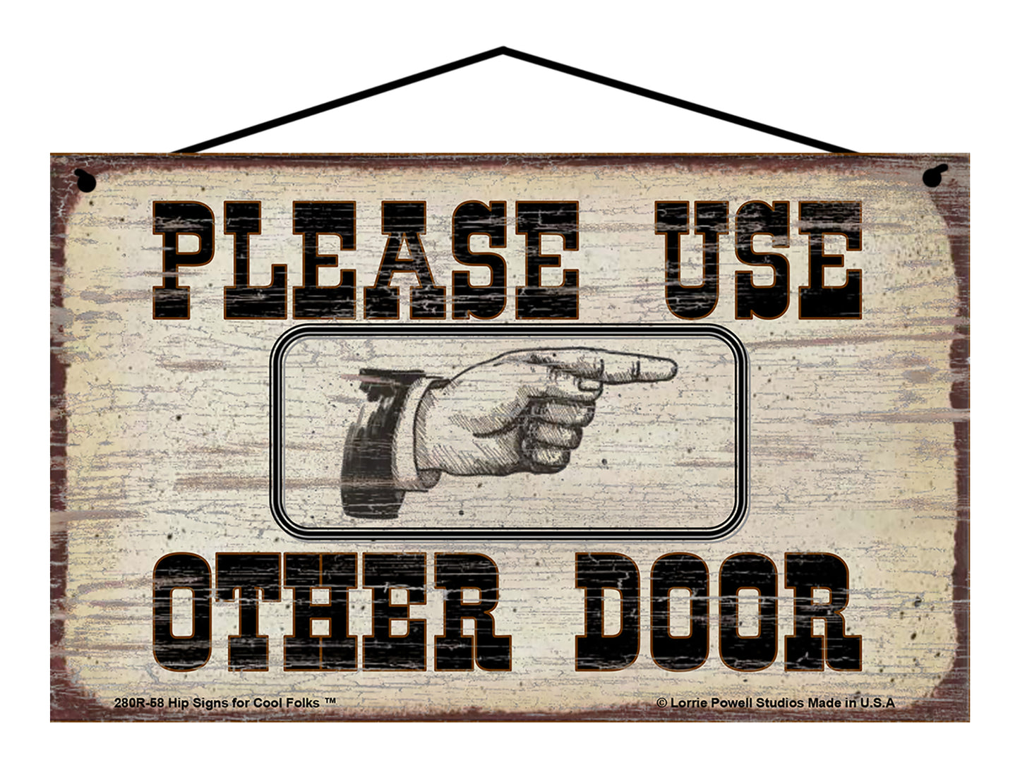 Please Use Other Door Pointing to the Right - Vintage Style Sign