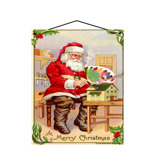 8x10 Santa Claus A Merry Christmas - Vintage Style Holiday Sign