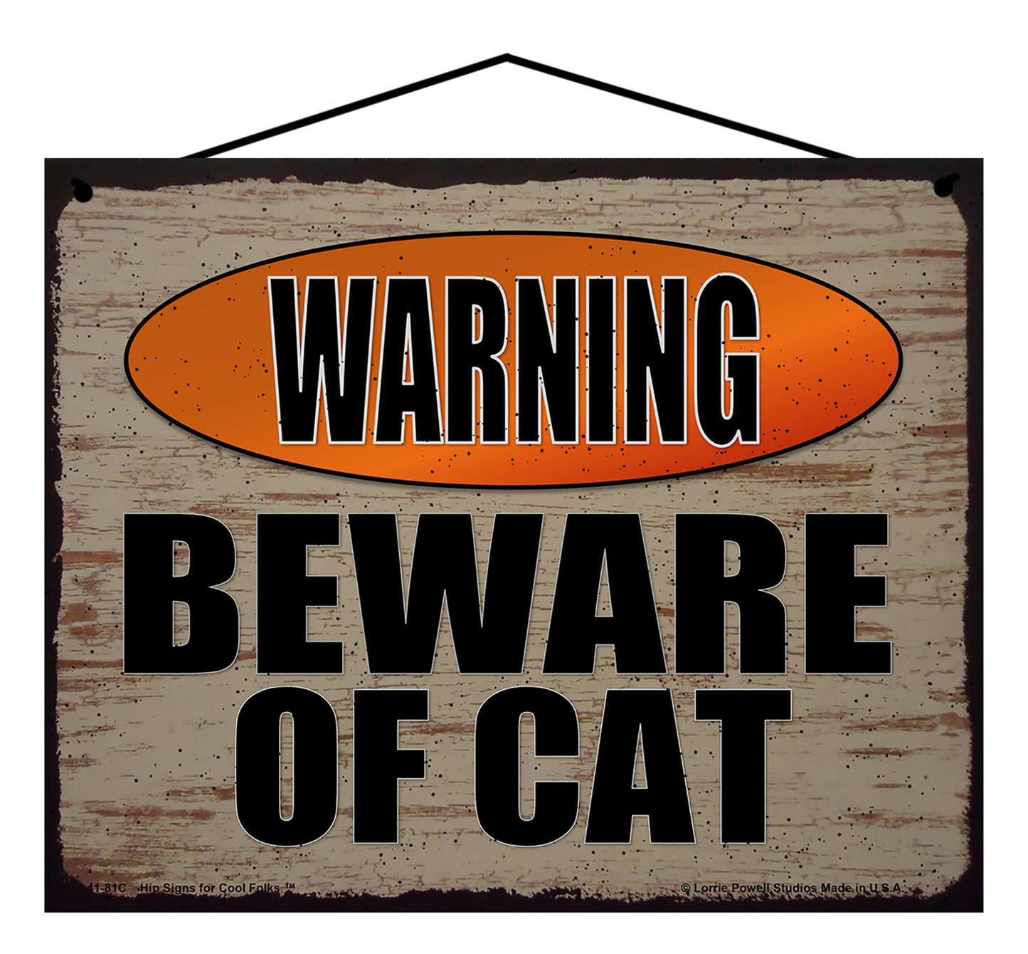 Warning Beware of Cat - Vintage Style Pet Sign