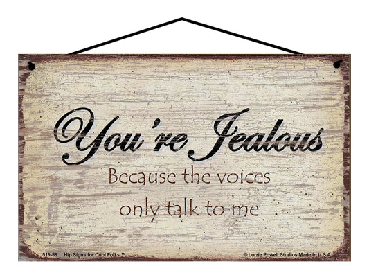 You're Jealous The Voices Only Talk To Me - Vintage Style Sign