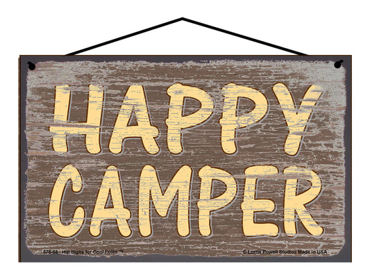 Happy Camper - Brown Vintage Style Sign