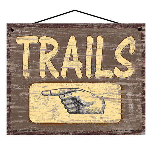 Trails Pointing Left - Brown Vintage Style Sign