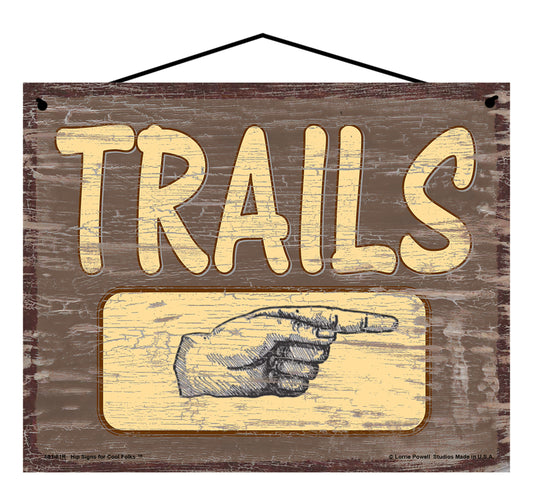 Trails Pointing Right - Brown Vintage Style Sign