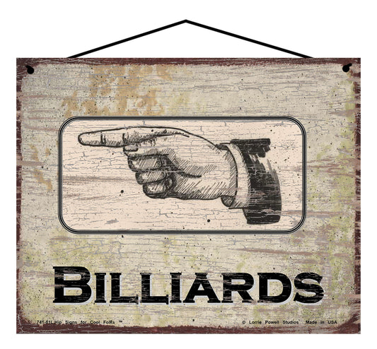 Billiards Pointing Left - Vintage Style Sign