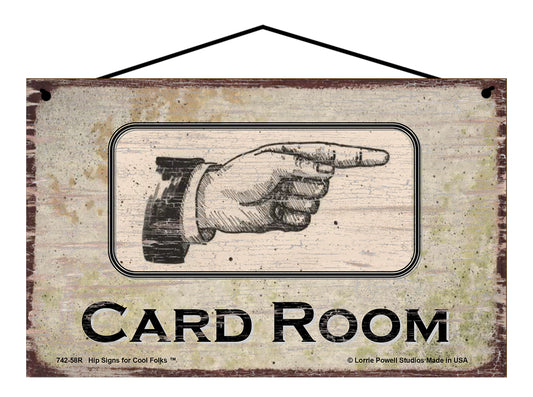 Card Room Pointing Right - Vintage Style Sign