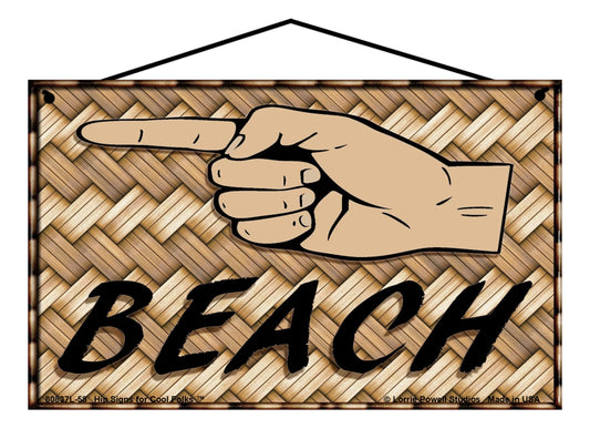 BEACH Pointing To The Left - Vintage Style Sign