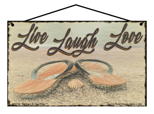 Live Laugh Love (Beach Theme) - Vintage Style Sign