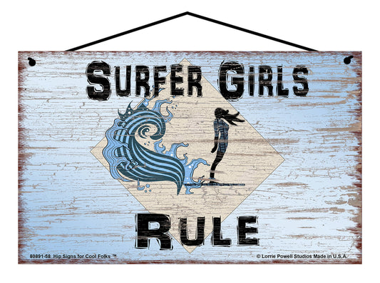 Surfer Girls Rule - Vintage Style Sign