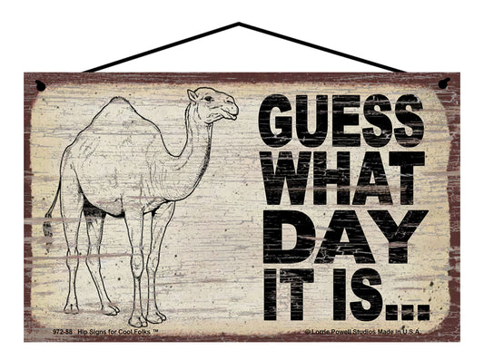 Guess What Day It Is (Camel, Hump Day) - Vintage Style Sign