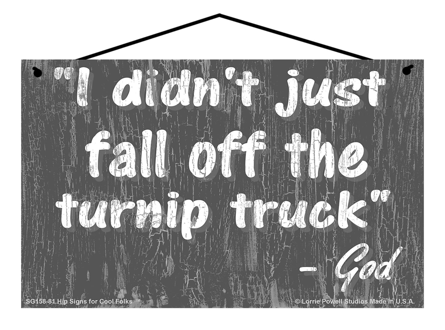 I Didn't Just Fall Off The Turnip Truck - Slate Gray Vintage Style Religious Sign