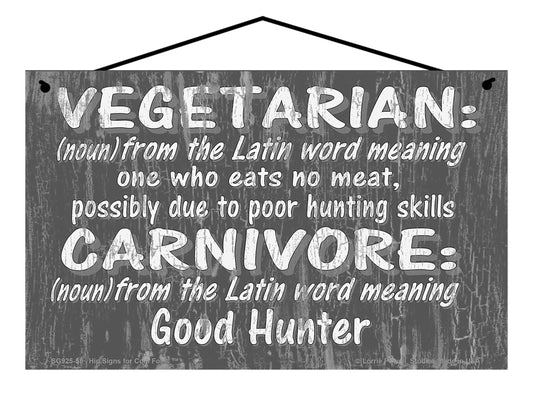 Vegetarian and Carnivore Definitions (Slate Gray Design) - Vintage Style Sign