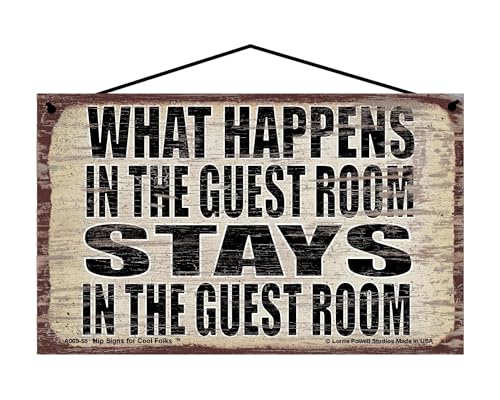 What Happens in the Guest Room Stays in the Guest Room - Vintage Style Hanging Sign